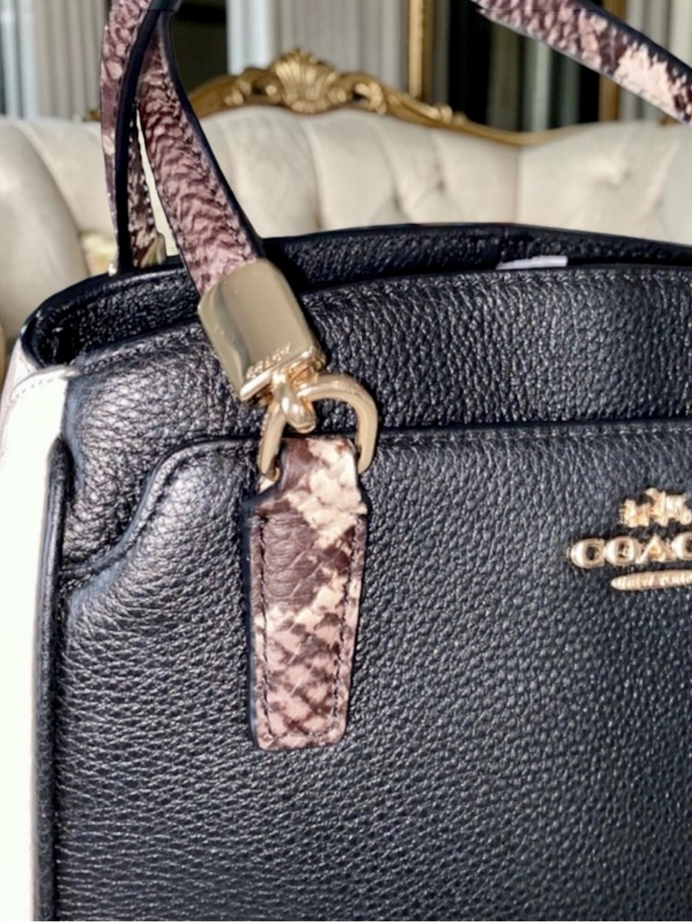 COACH Exotic Trim Minetta Satchel – Black/Cream Colorblock - Picture 2 of 5